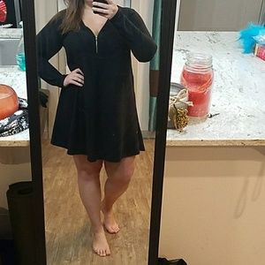 *3/$15* V-neck Zip A-line Black Dress
